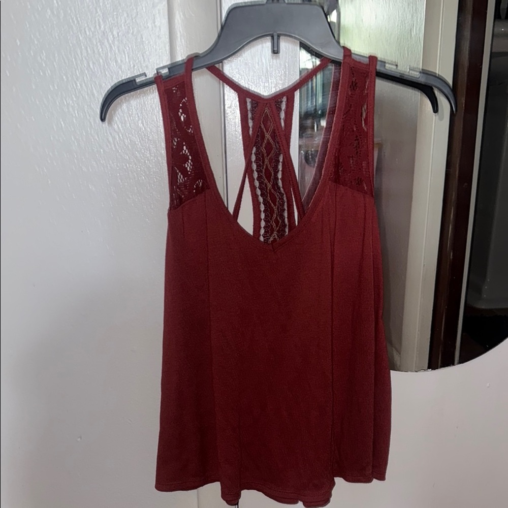 🌺 Burgundy Boho Summer Tank | XS | Flowy + Embroidered Details